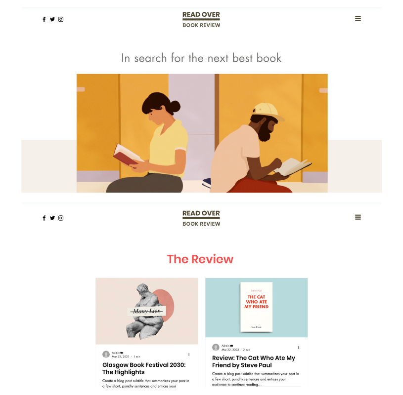 Wix Template Book Blog